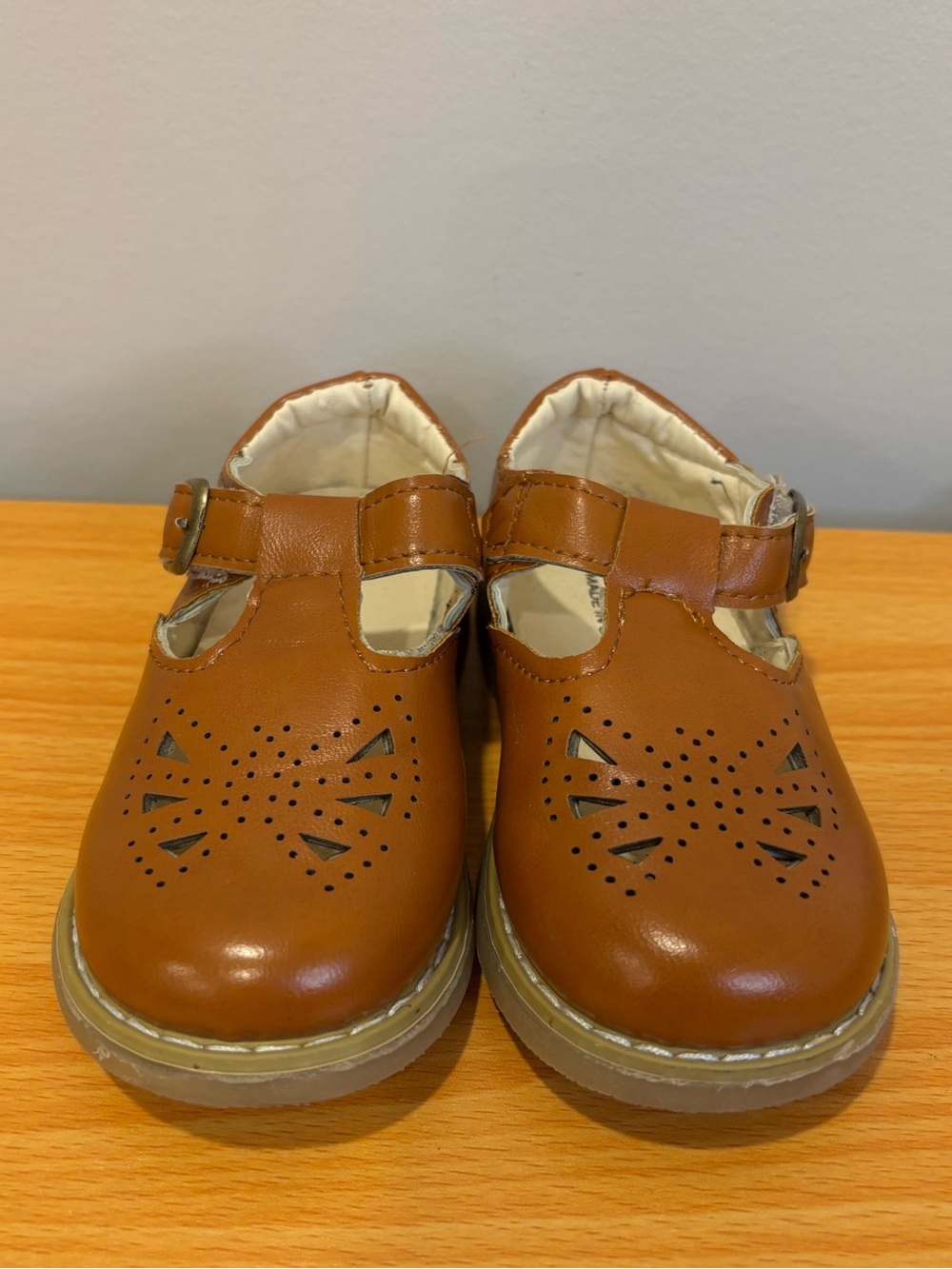 MG Baby Toddler Brown Leather T-Strap Shoes - Classic Comfort